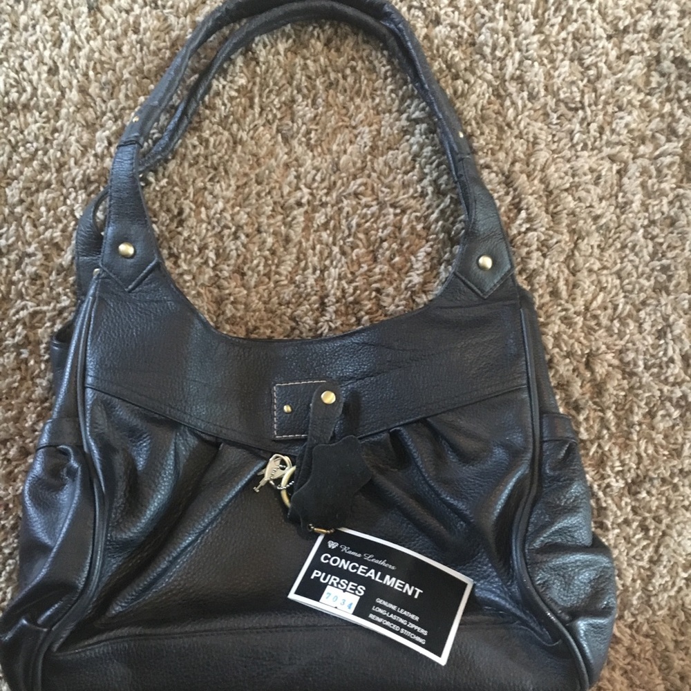 Black leather concealment purse